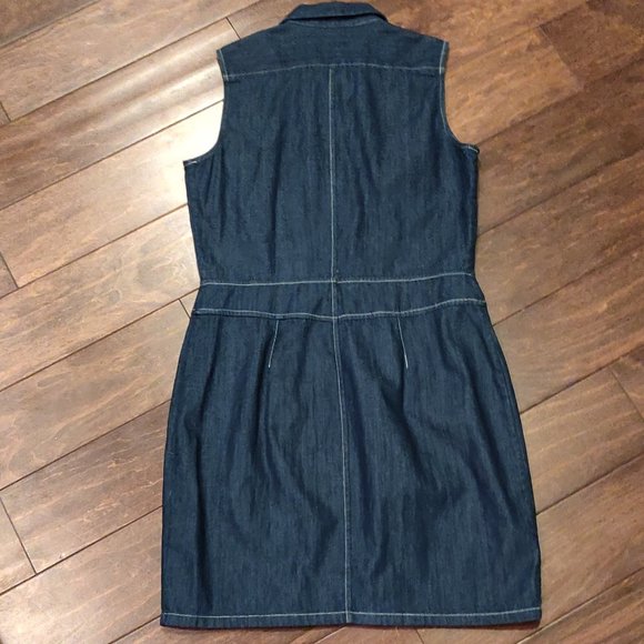 Calvin Klein Sleeveless Collared Full Zip Denim Dress SIZE SMALL - Picture 4 of 7